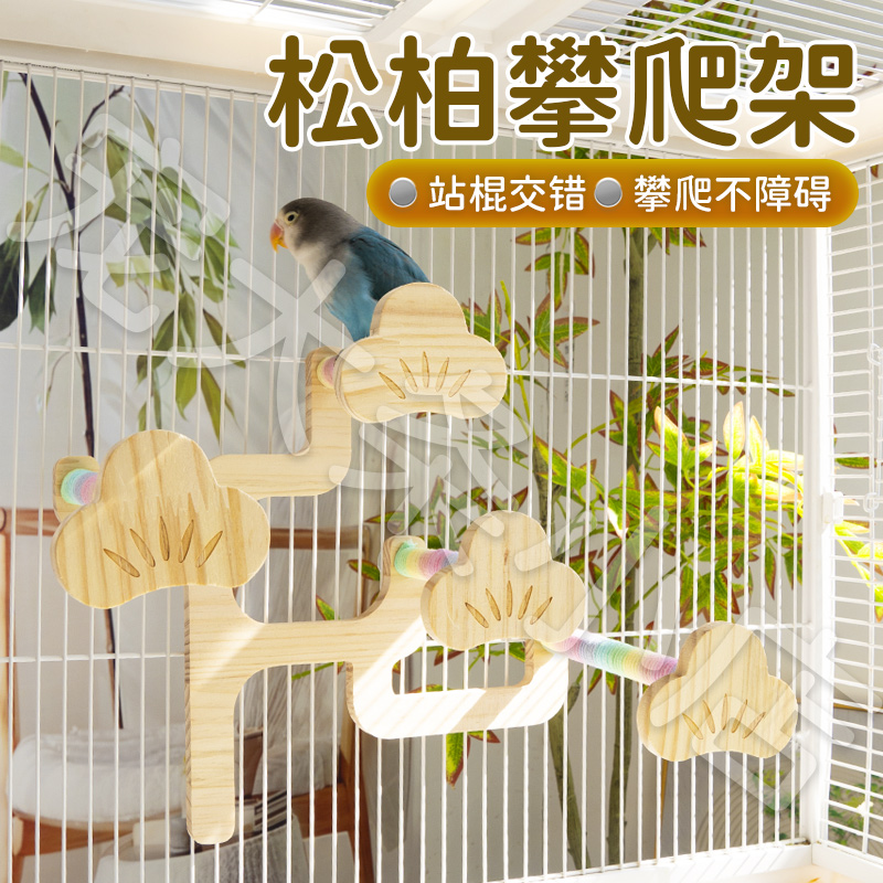 【宠大条】鹦鹉攀爬鸟站架爬梯实木站棍鸟笼造景玄凤牡丹松柏鸟站架
