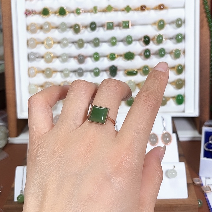 和田玉戒指银S925镶嵌