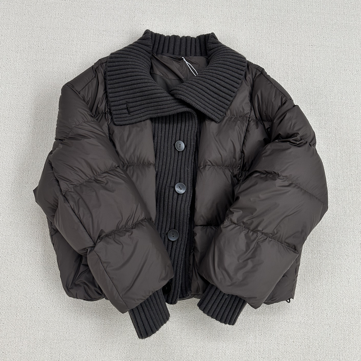 冬上新 ！韩系百搭针织拼接设计保暖羽绒服外套  7009