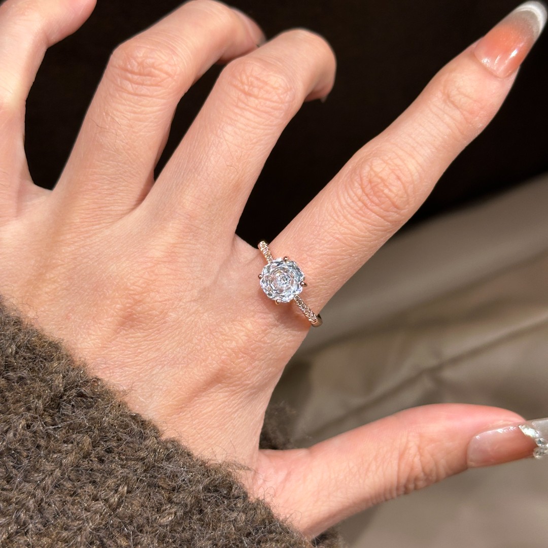 铜合金合成锆石戒指 CC11607 高定系列 开口可调节戒指 