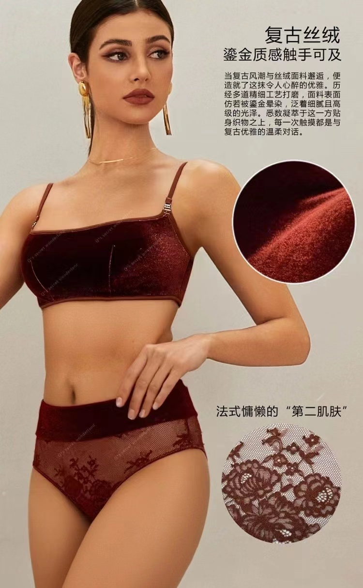 Q*s【雨后清晨-丝绒内衣】复古风通用常规W2563A