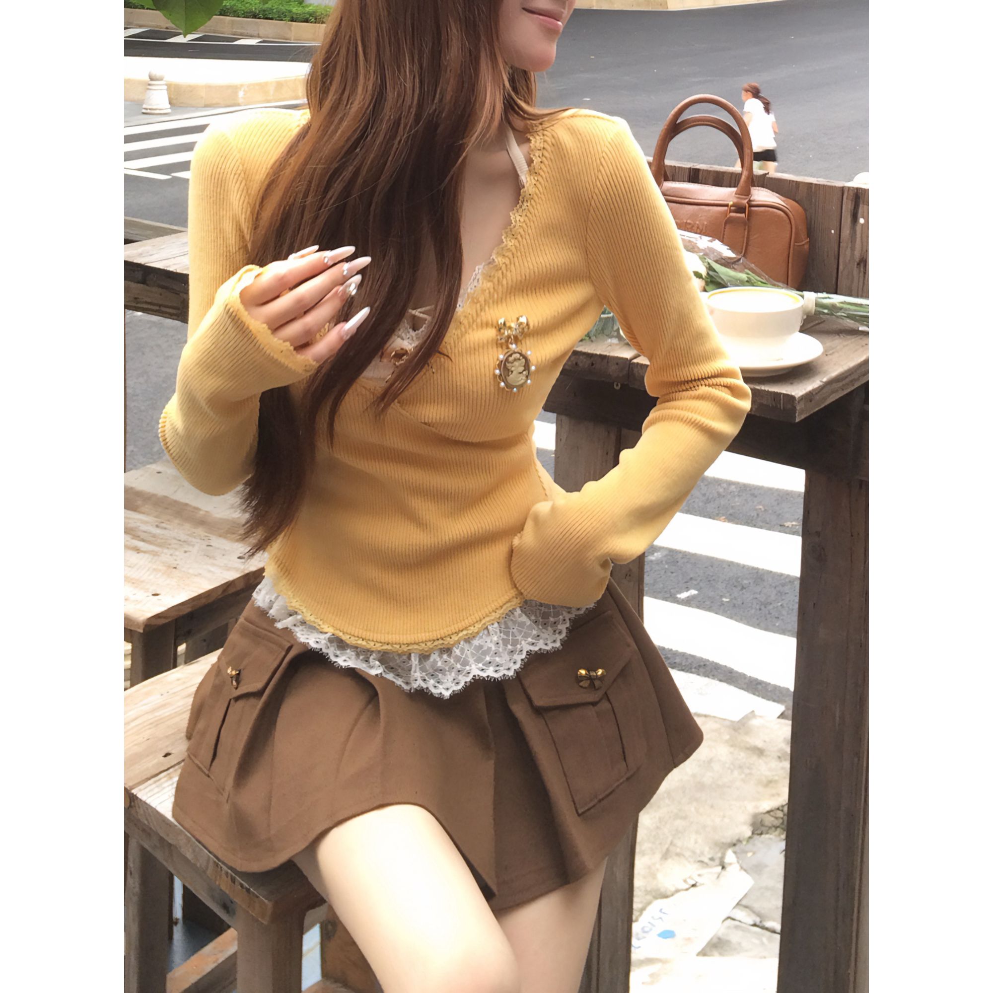 瑞茜·威瑟斯 早秋纯欲风小众设计显高显瘦半身裙 R8323-3Y