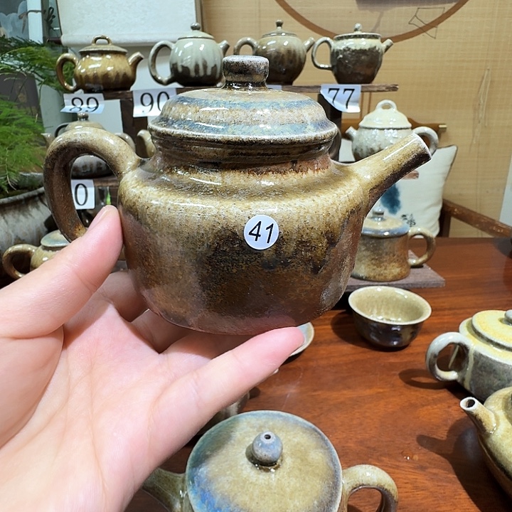 建水紫陶白泥柴烧壶