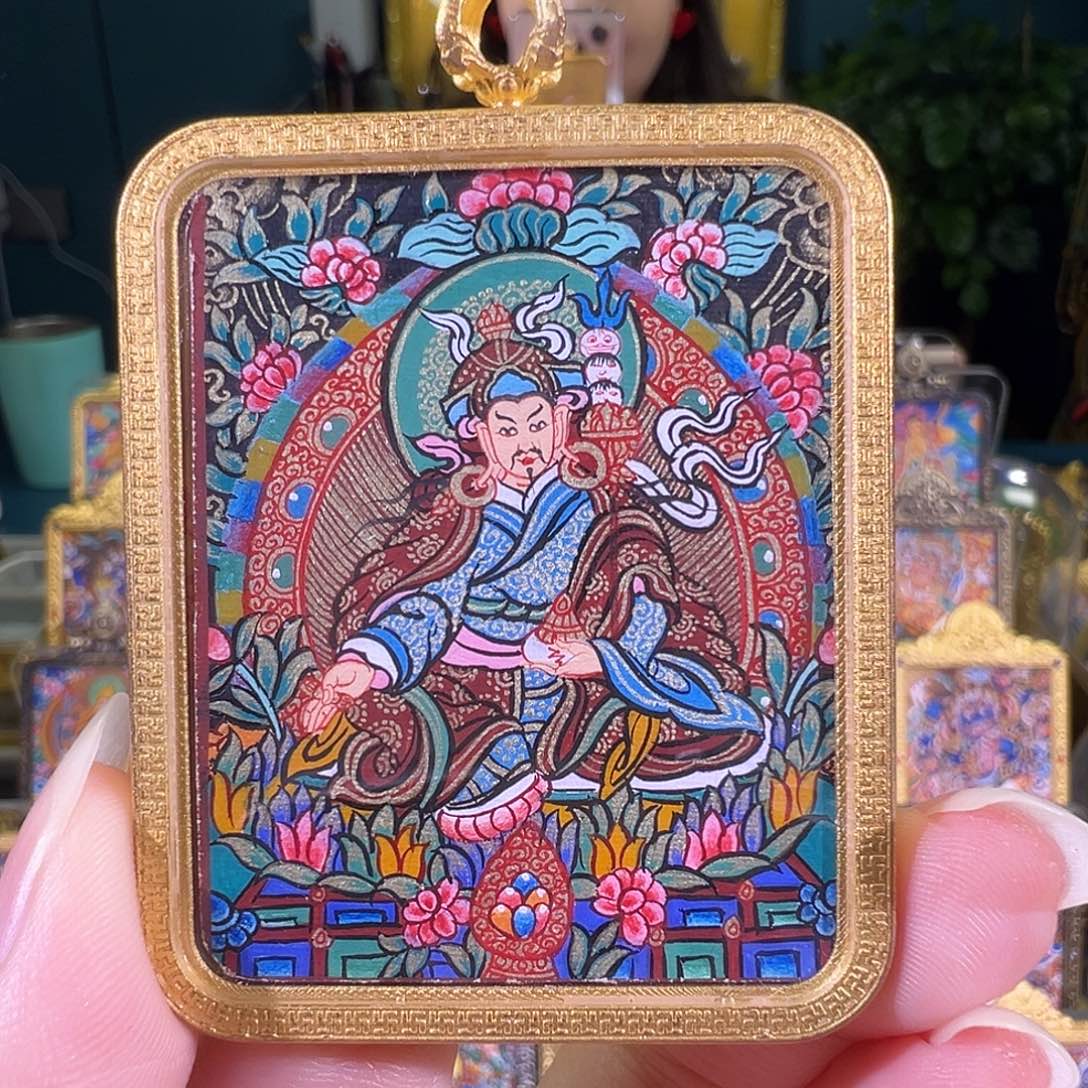 吊坠莲花生热贡纯手绘唐卡