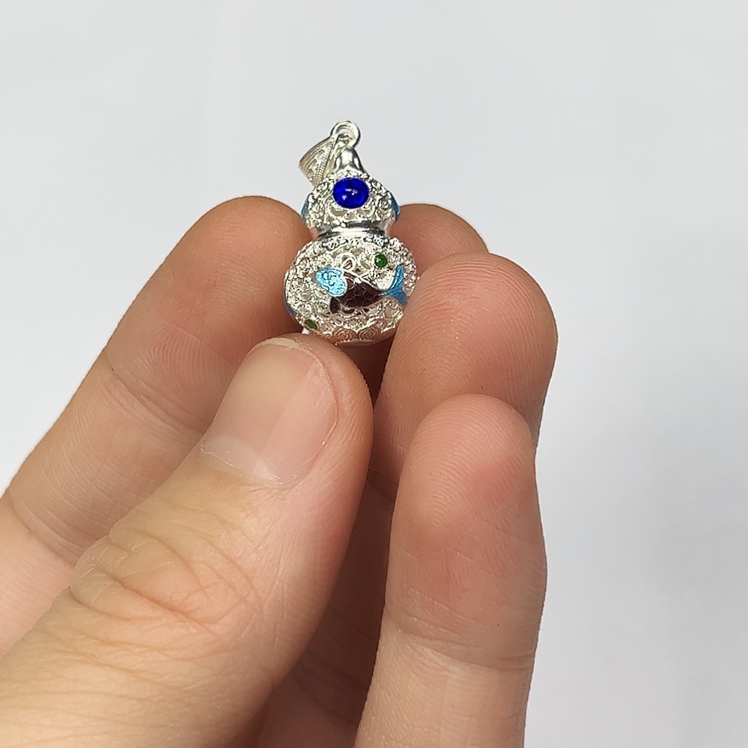 足银足银花丝葫芦吊坠