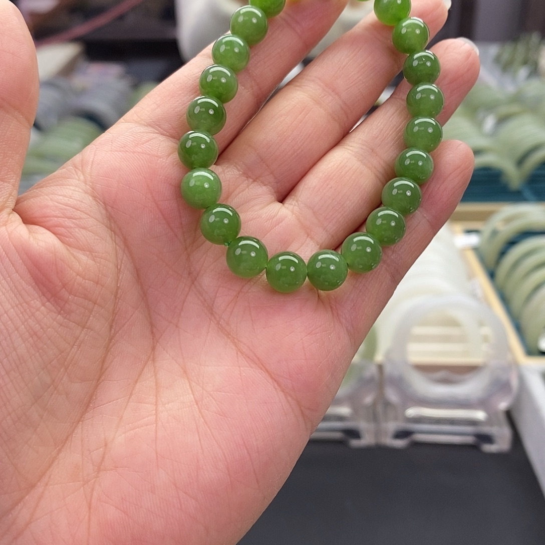 和田玉未镶嵌珠宝奇石和田玉碧玉8mm