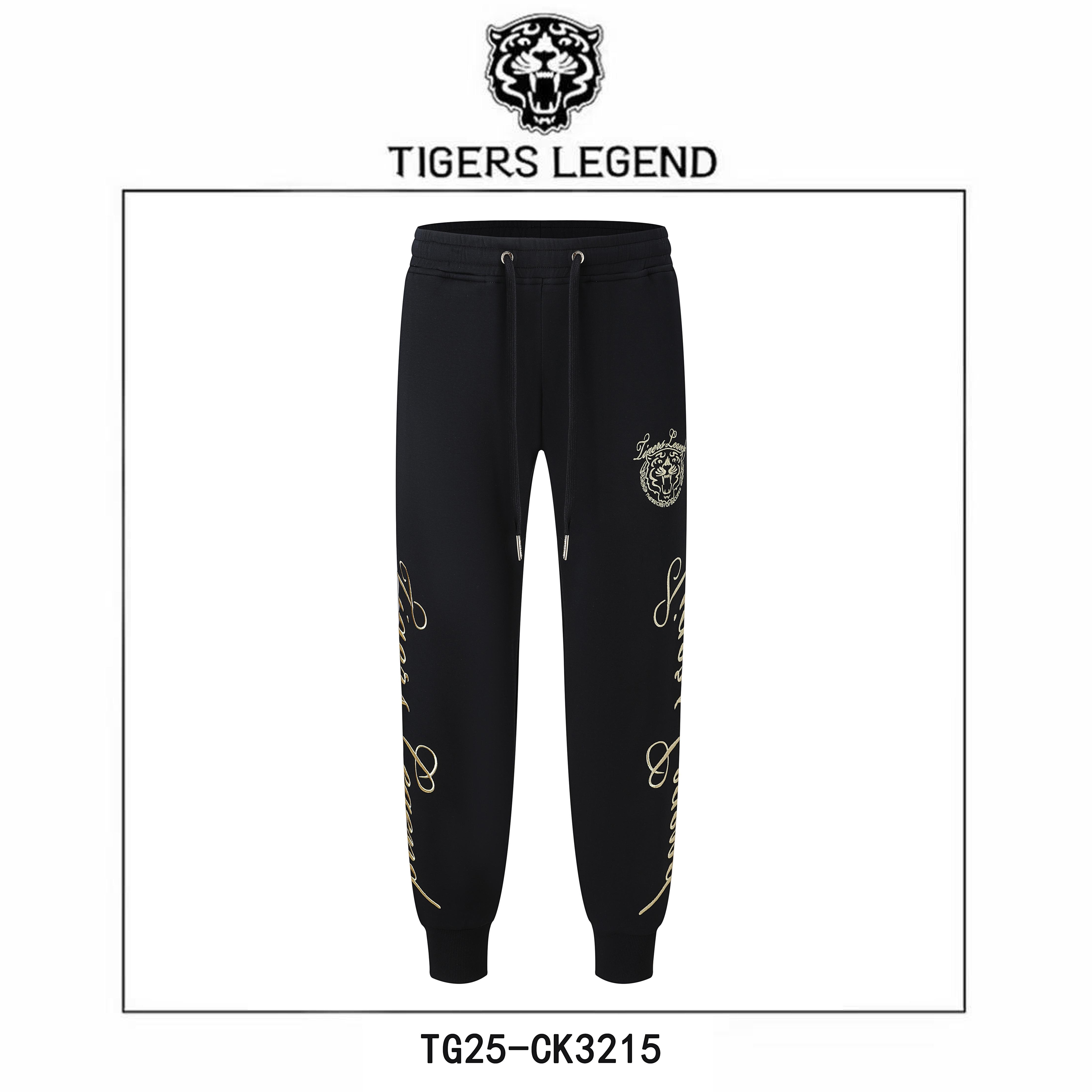 TIGERS LEGEND束腿裤刺绣长虎头裤潮休闲裤重工轻奢卫裤CK3215