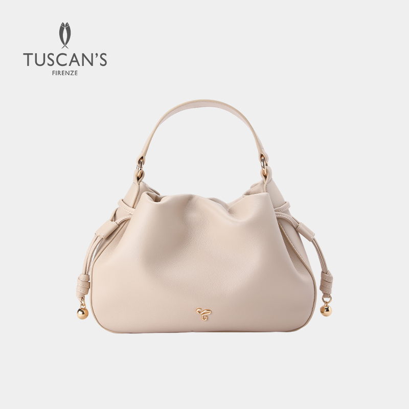 TUSCAN'S【利群】羊皮通勤女包真皮简约气质抽绳云朵单肩斜挎包SS25