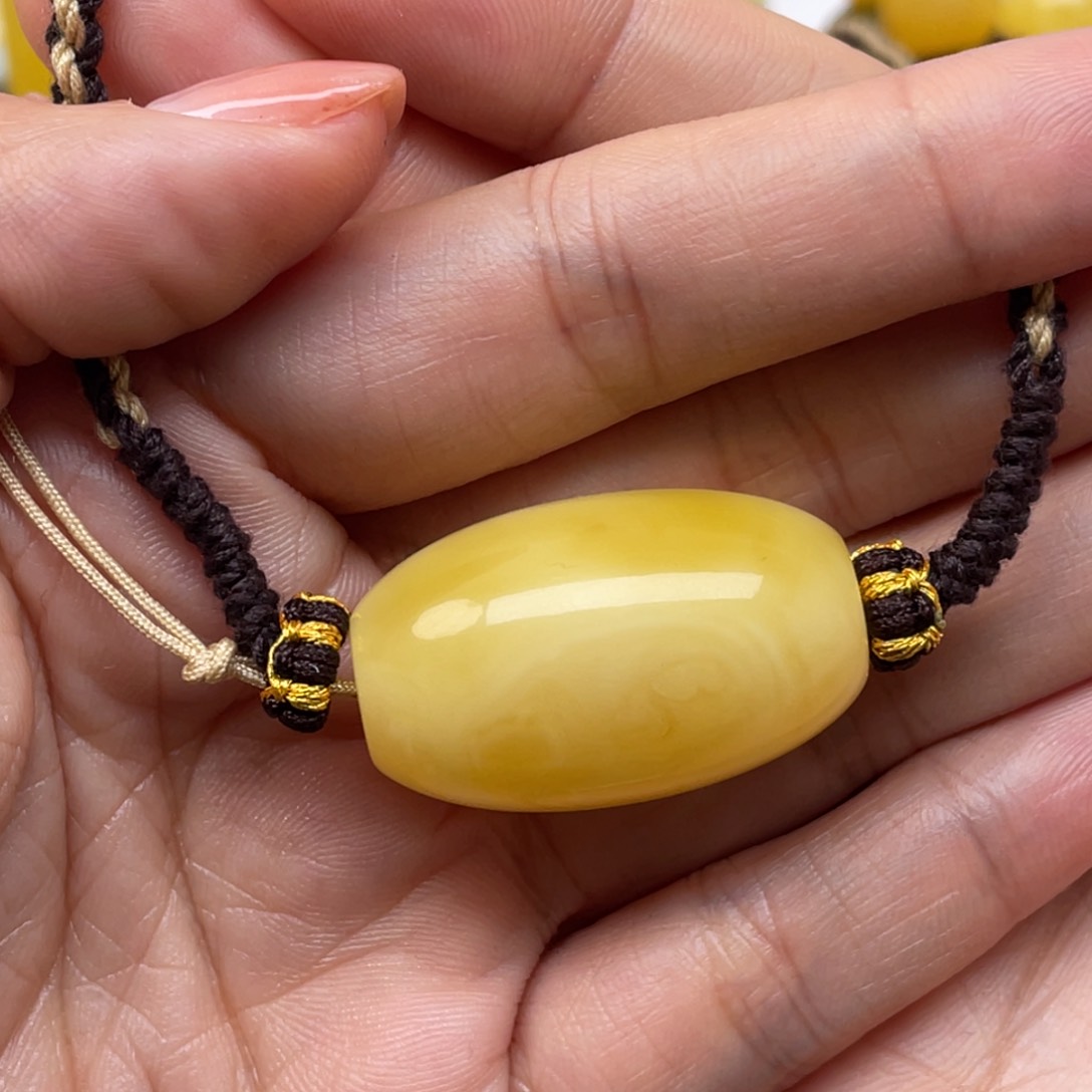 蜜蜡裸石未镶嵌云****蜜蜡锁骨链