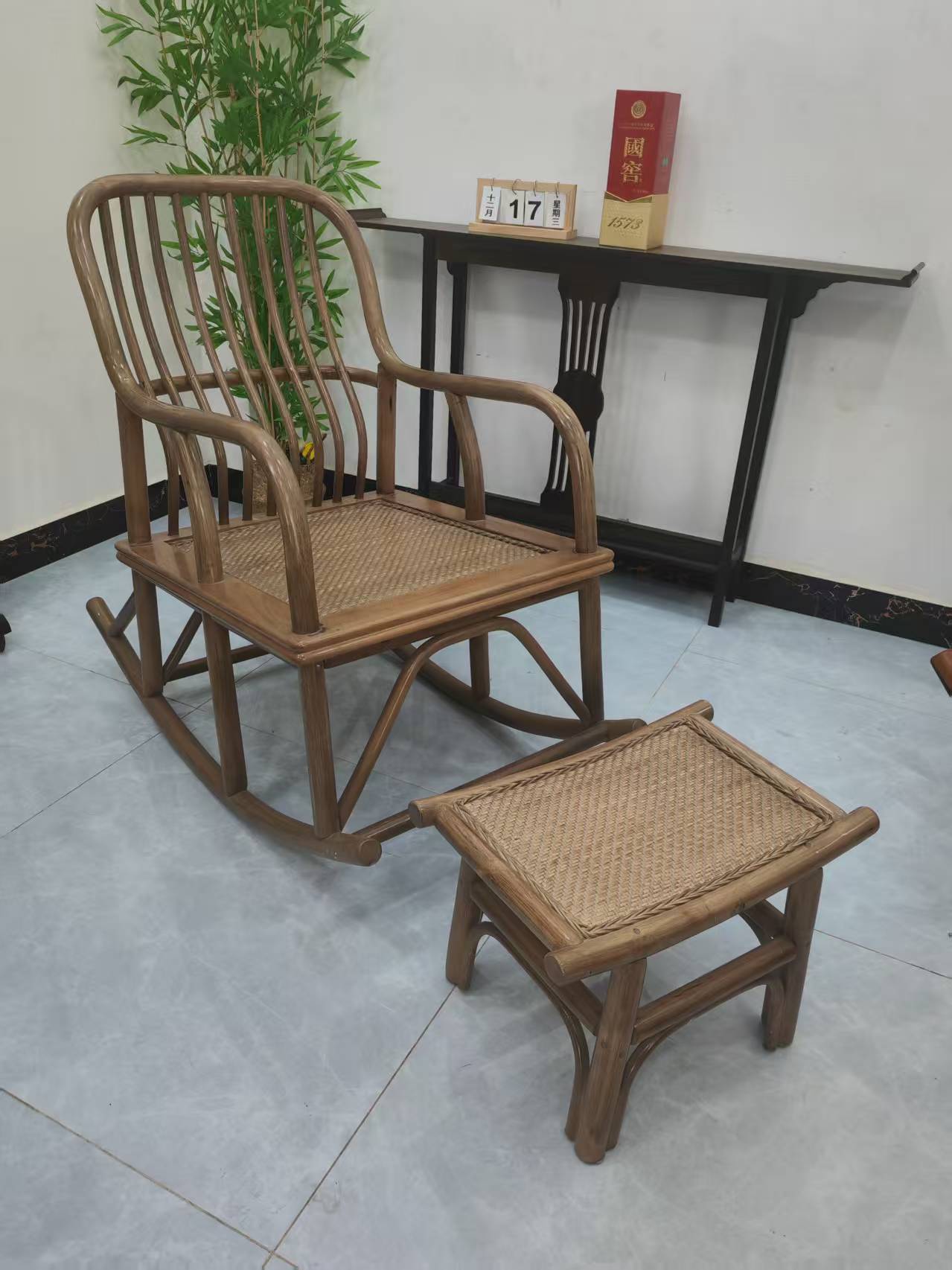 藤王阁藤椅厂北欧风新中式摇椅