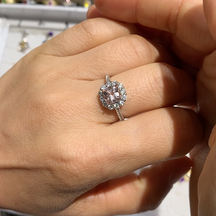 绿柱石（摩根石）戒指银S925镶嵌