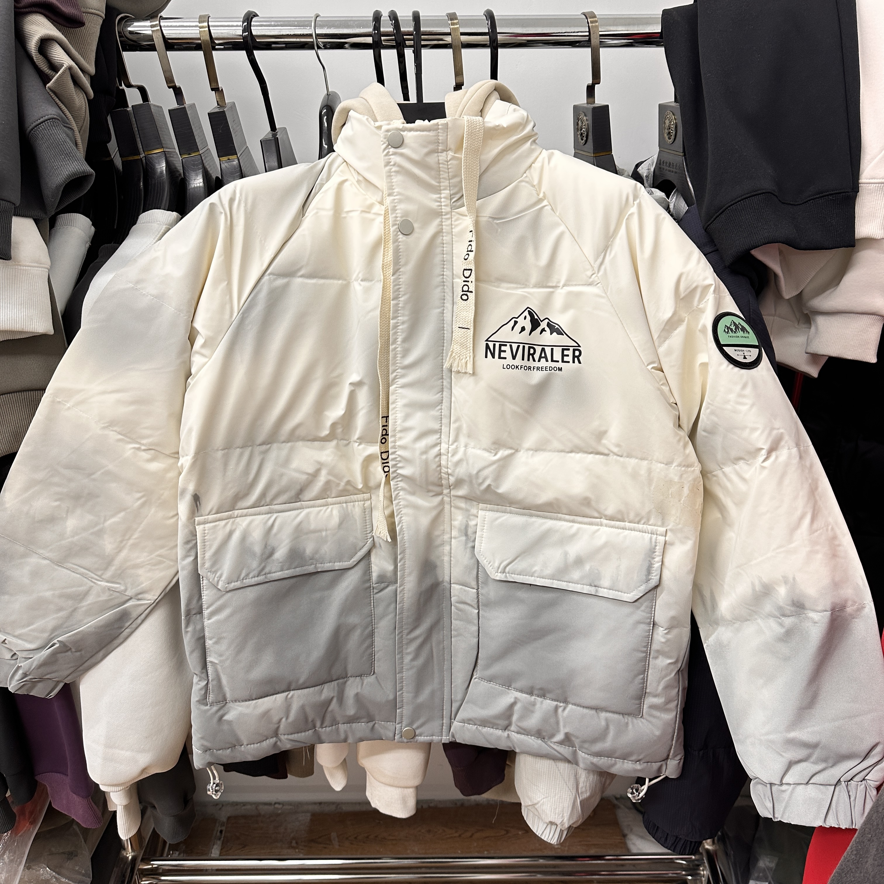 23860-冬季时尚百搭休闲宽松外穿纯色加厚防寒外套-G