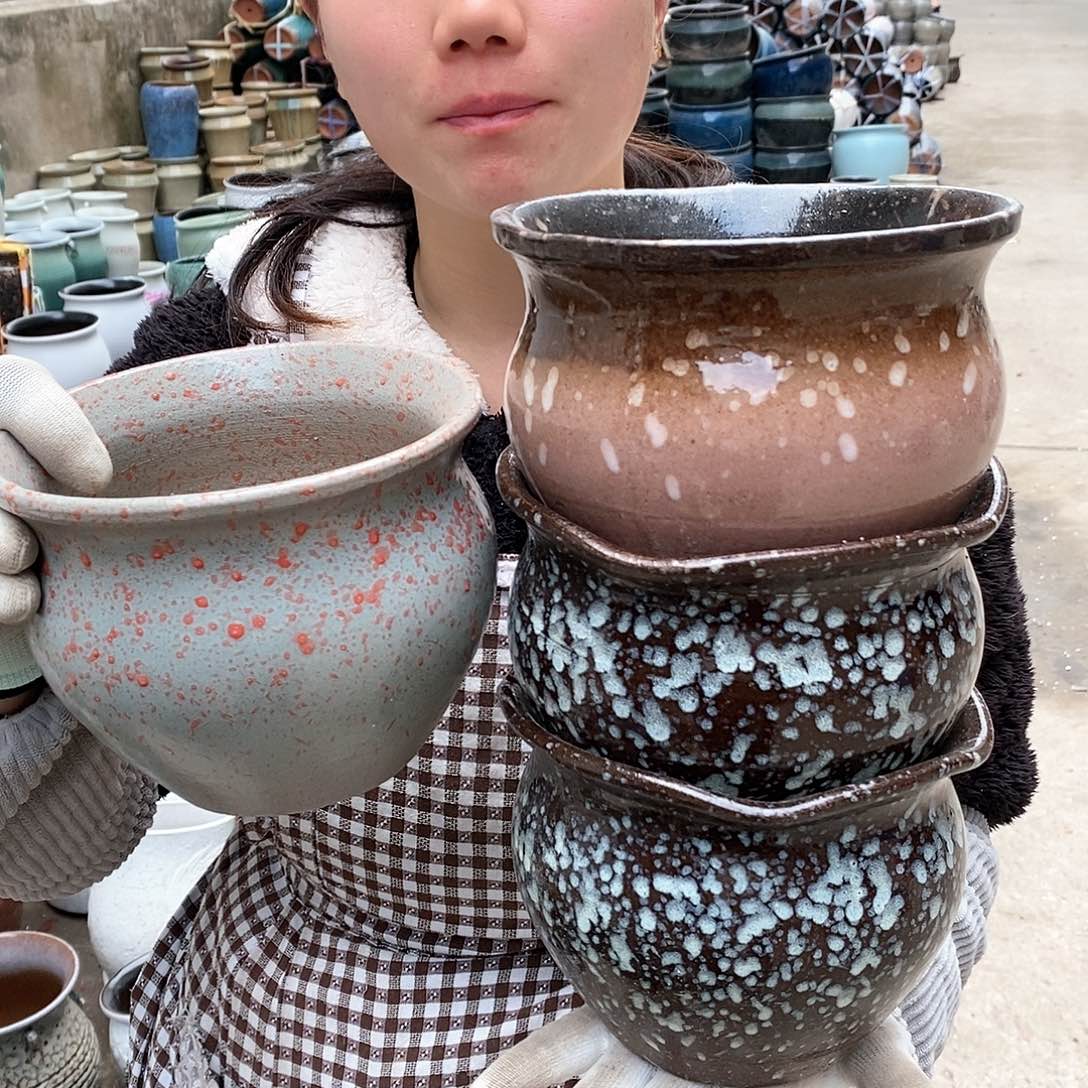 紫砂花盆瑕疵口17高13