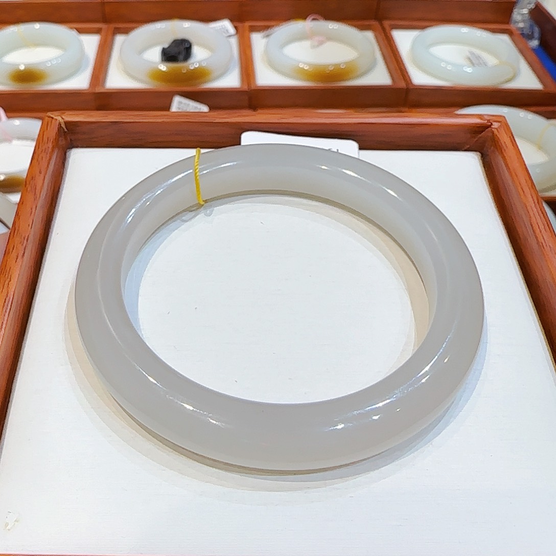 和田玉手镯未镶嵌冰粉紫53