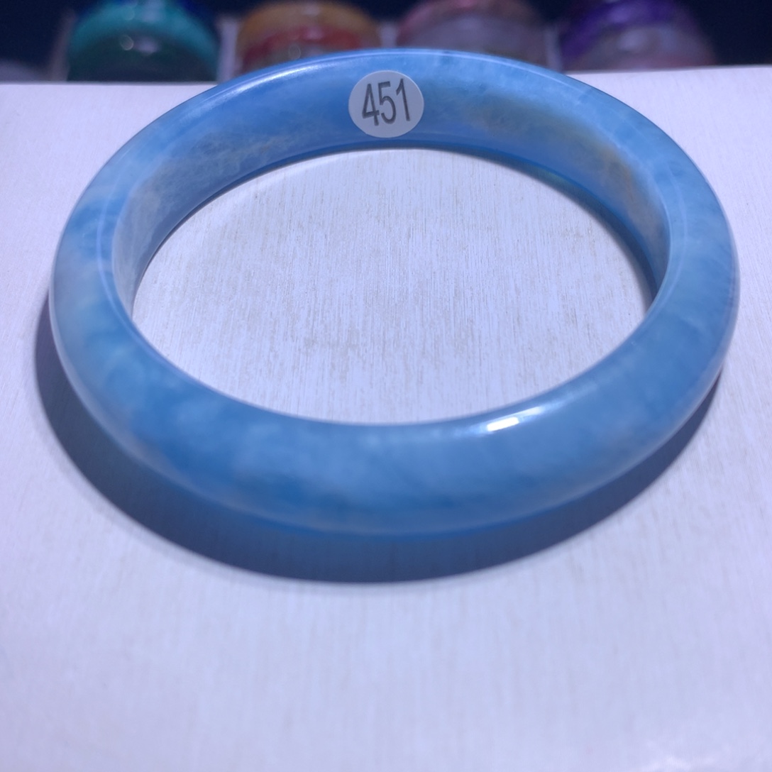 手镯水晶银S925镶嵌海蓝宝岛屿61.2圈451