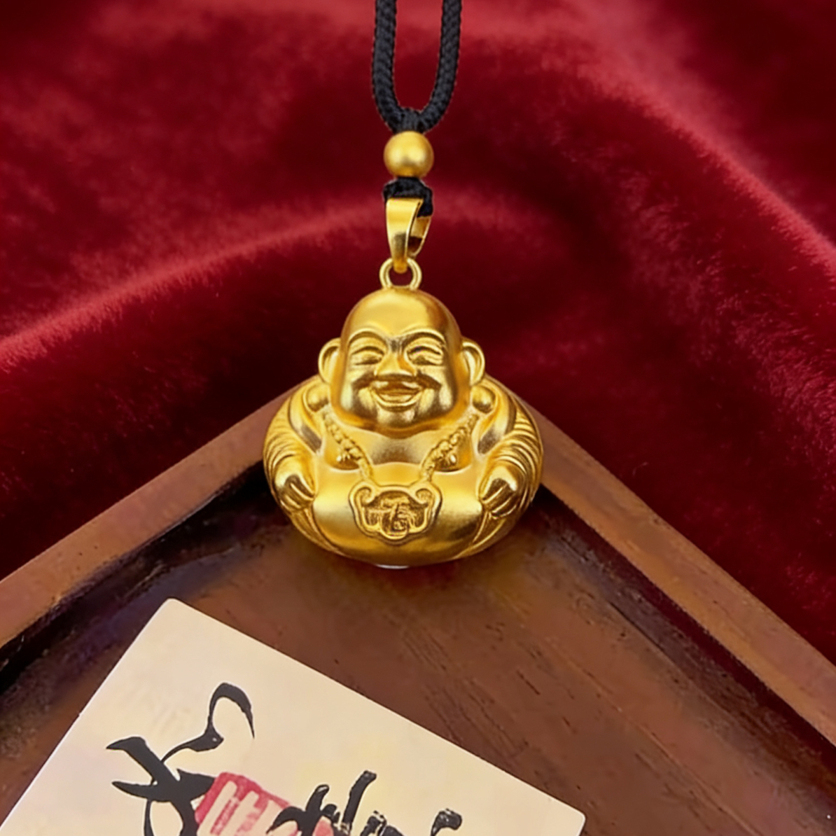 合金吊坠 【弥勒佛】笑口常开实心金色佛首头像手工中国风吊坠男女