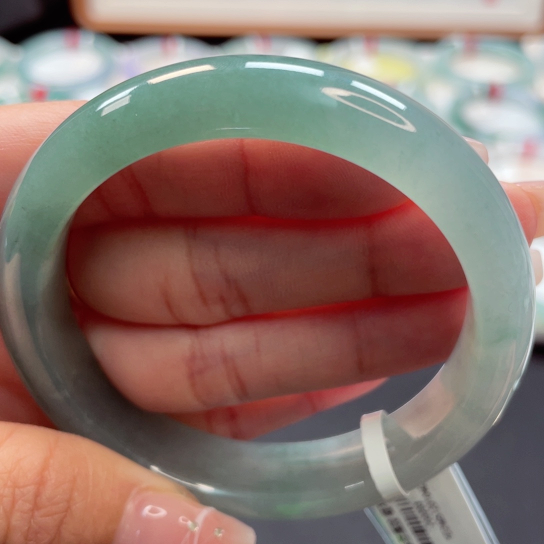 【闪购商品】翡翠手镯未镶嵌54.8冰透天青色15号