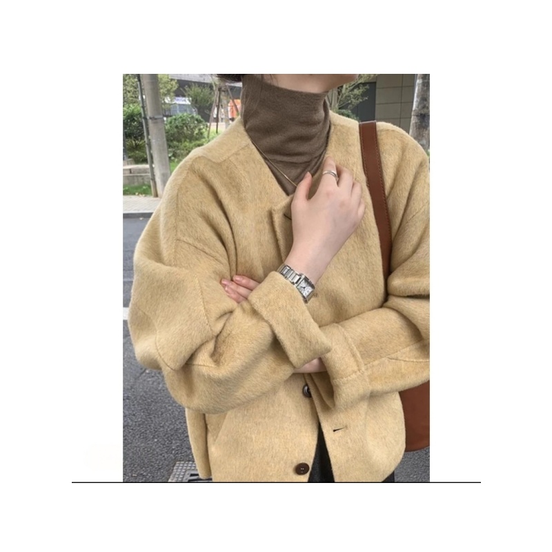 【茶芙巷】纯色系百搭减龄双面大衣女外套小个子妈妈穿搭【ZS】