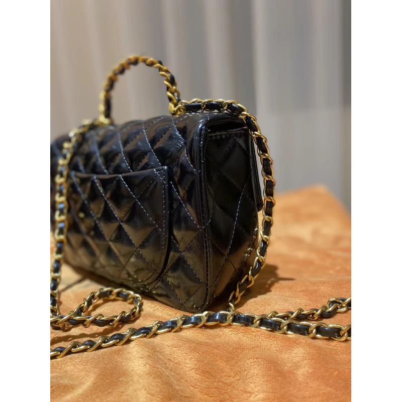 HIRMRIS手工真皮包23-550951-黑  f手提链条菱格香