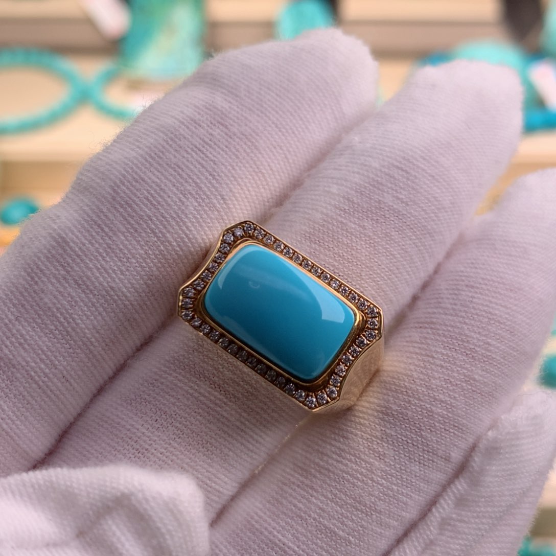 绿松石珠宝奇石18K金镶嵌