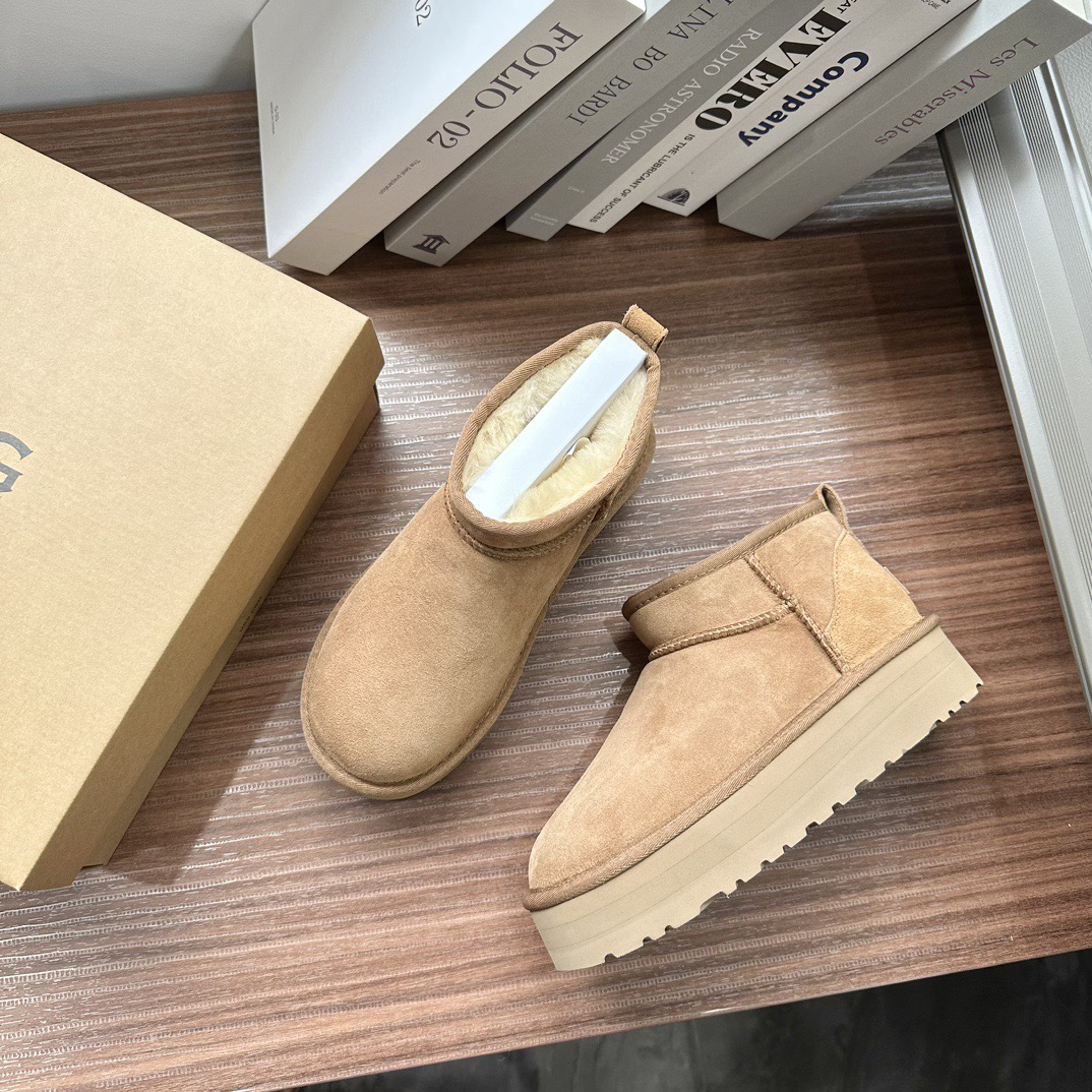 短筒雪地靴女冬季加绒加厚保暖厚底防滑时尚百搭牛皮 mini