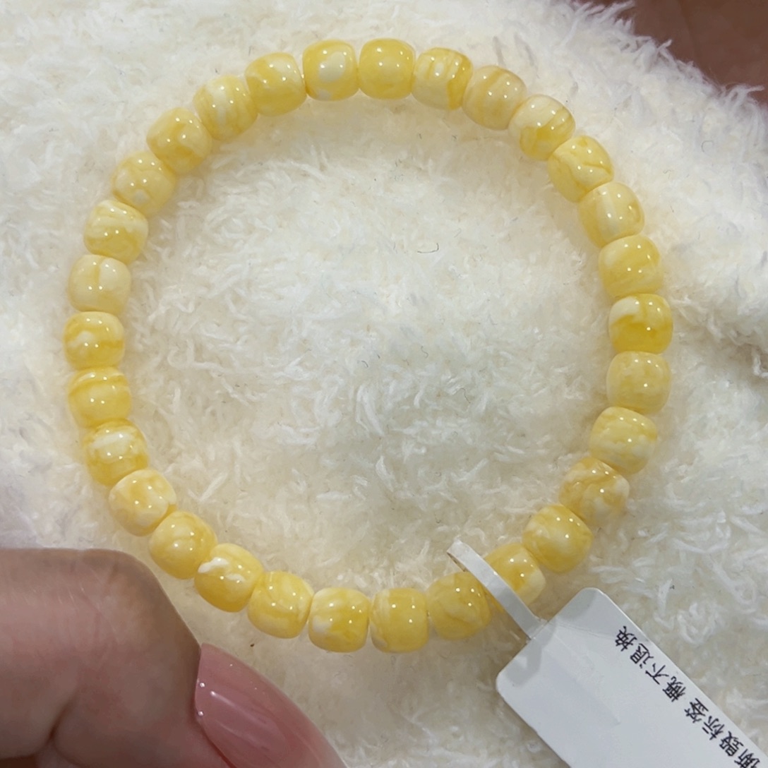 未镶嵌蜜蜡手链二7m瓷白花新粉福利价
