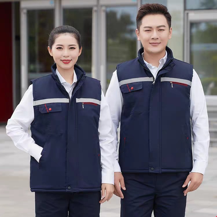 冬季加厚棉马甲男女工装反光条保暖背心定制劳保工作服可印LOGO
