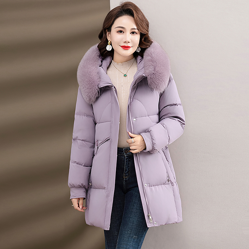 雅鹿妈妈羽绒服中长款洋气2025新款90绒中老年人女装冬季外套9337