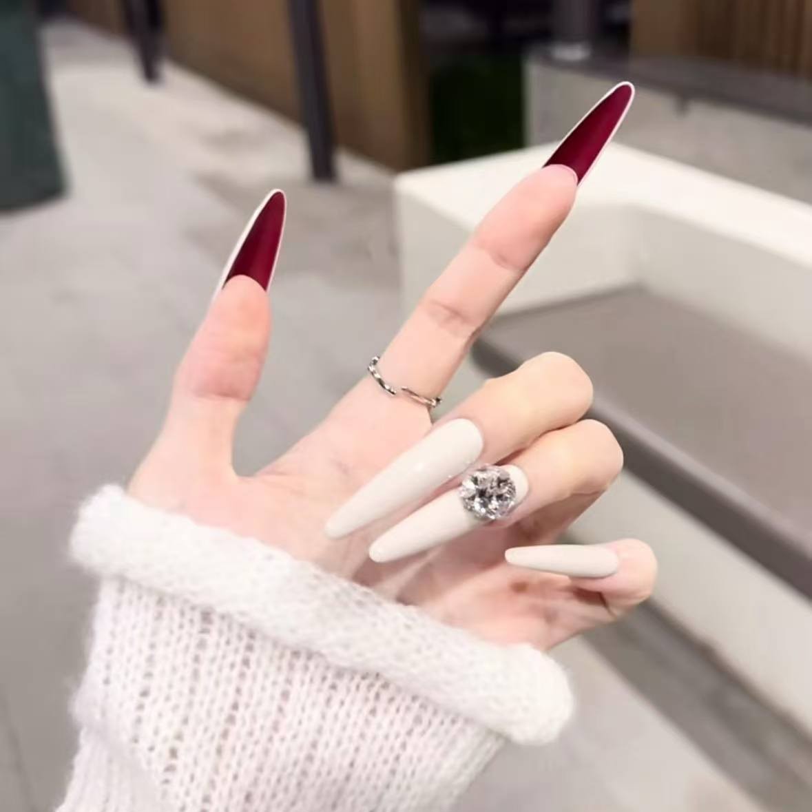 【CL红底高跟鞋】全华钻 日本mogel色胶轻奢御姐款纯手工穿戴甲华子