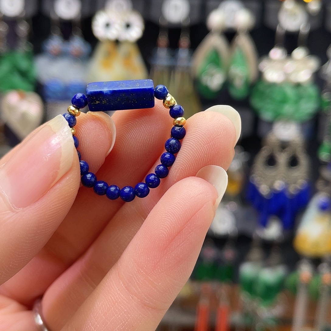 青金石银S925镶嵌戒指480hjjj