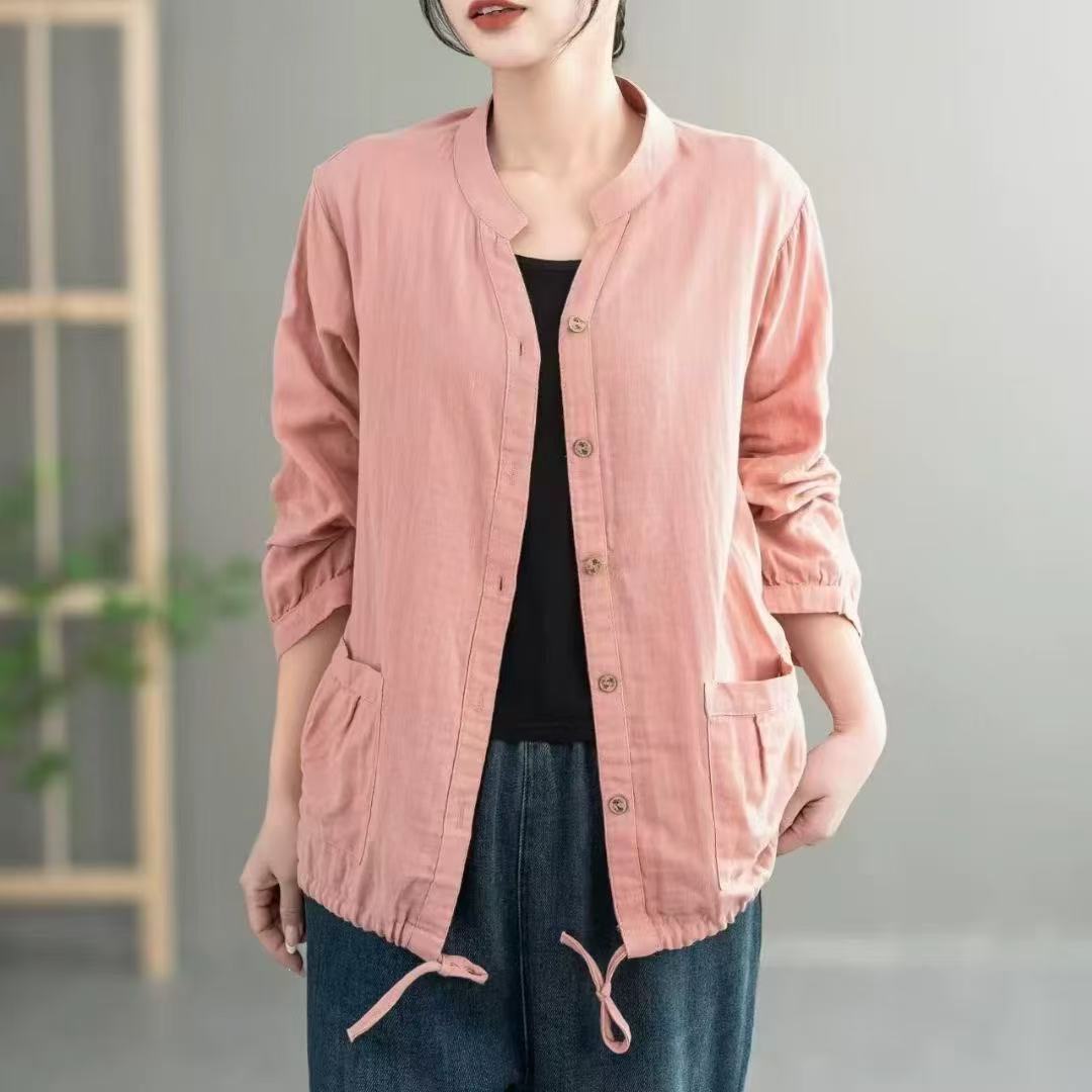 C128妈妈春装上衣洋气女士气质衬衫中年女秋季长袖士衬衣纯色