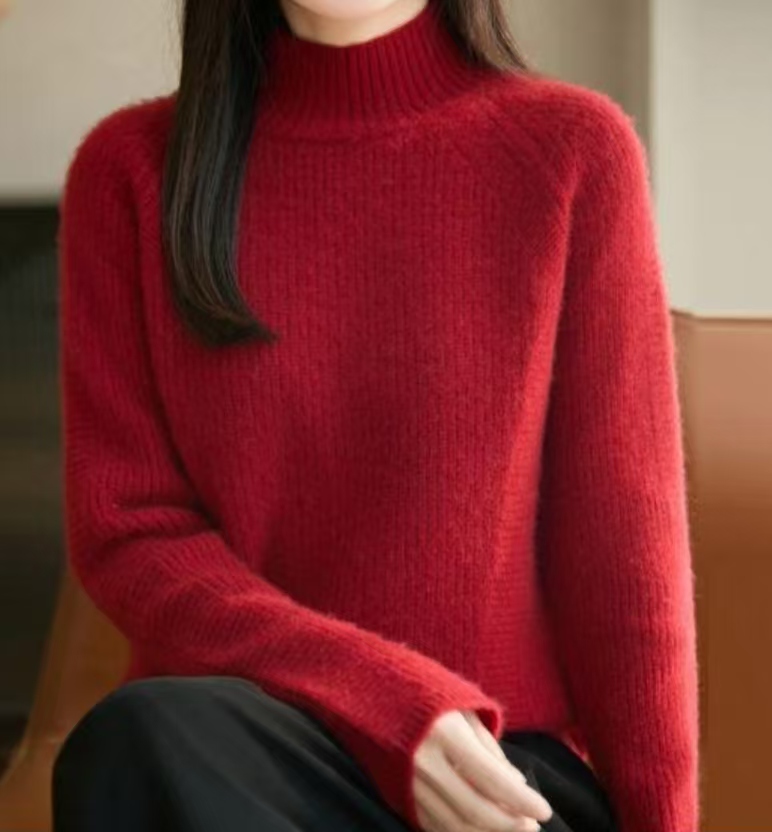 【新年红】秋冬新款法式高端极简风针织毛衣保暖软糯舒适百搭上衣女