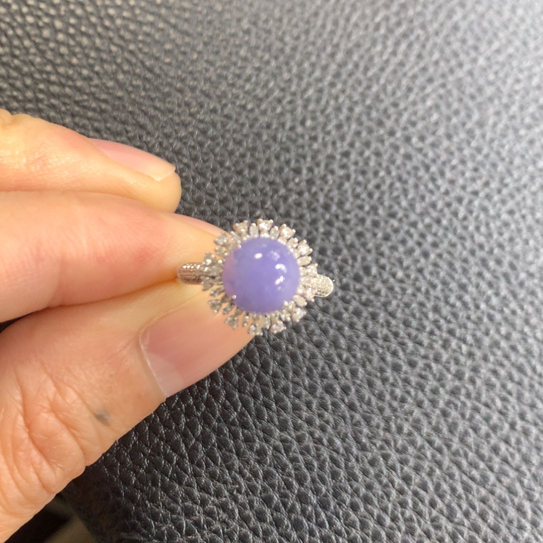 翡翠戒指18K金镶嵌翡翠