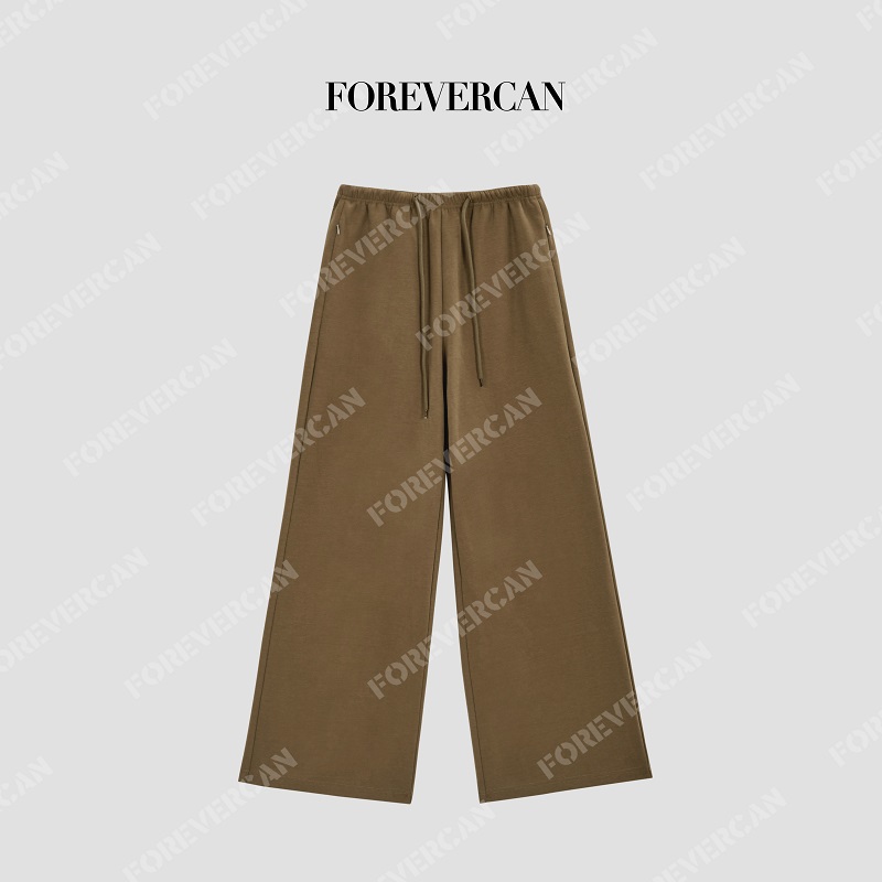 FOREVERCAN“松弛有型”简约休闲松紧腰垂感阔腿裤长裤 WP57355