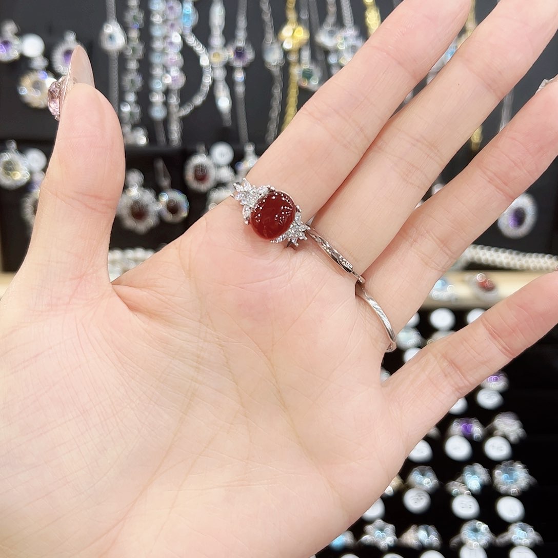 紫晶戒指银S925镶嵌天然