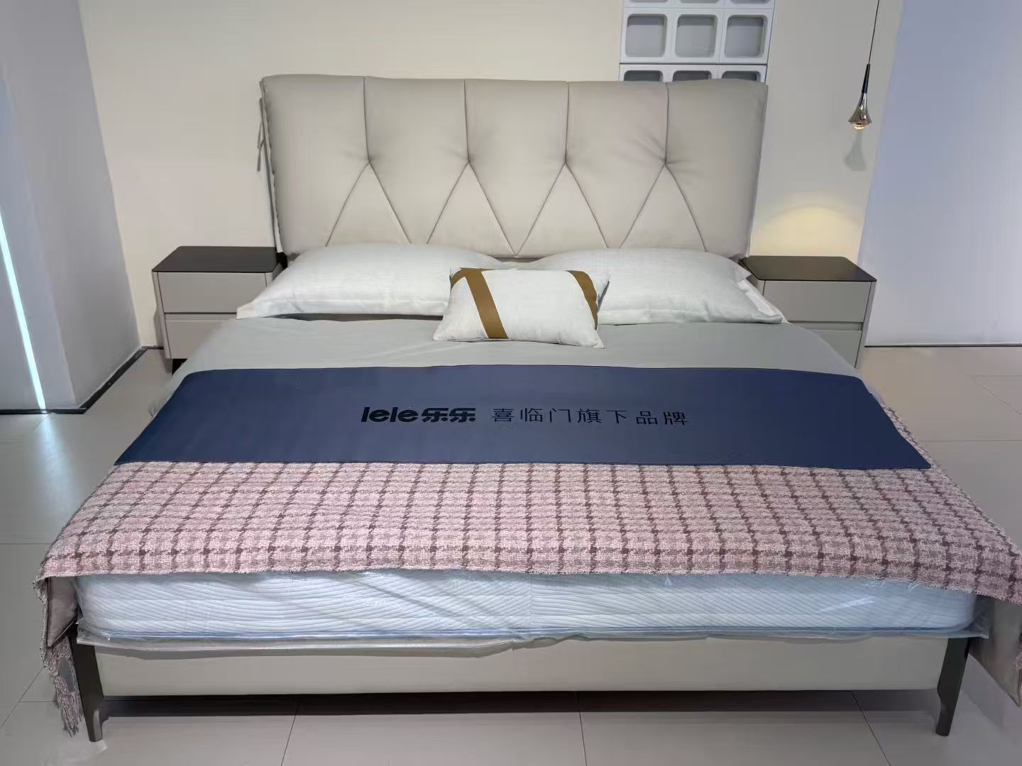 【小香风】意式轻奢风半青级头层牛皮简约软床双人主卧大床婚床