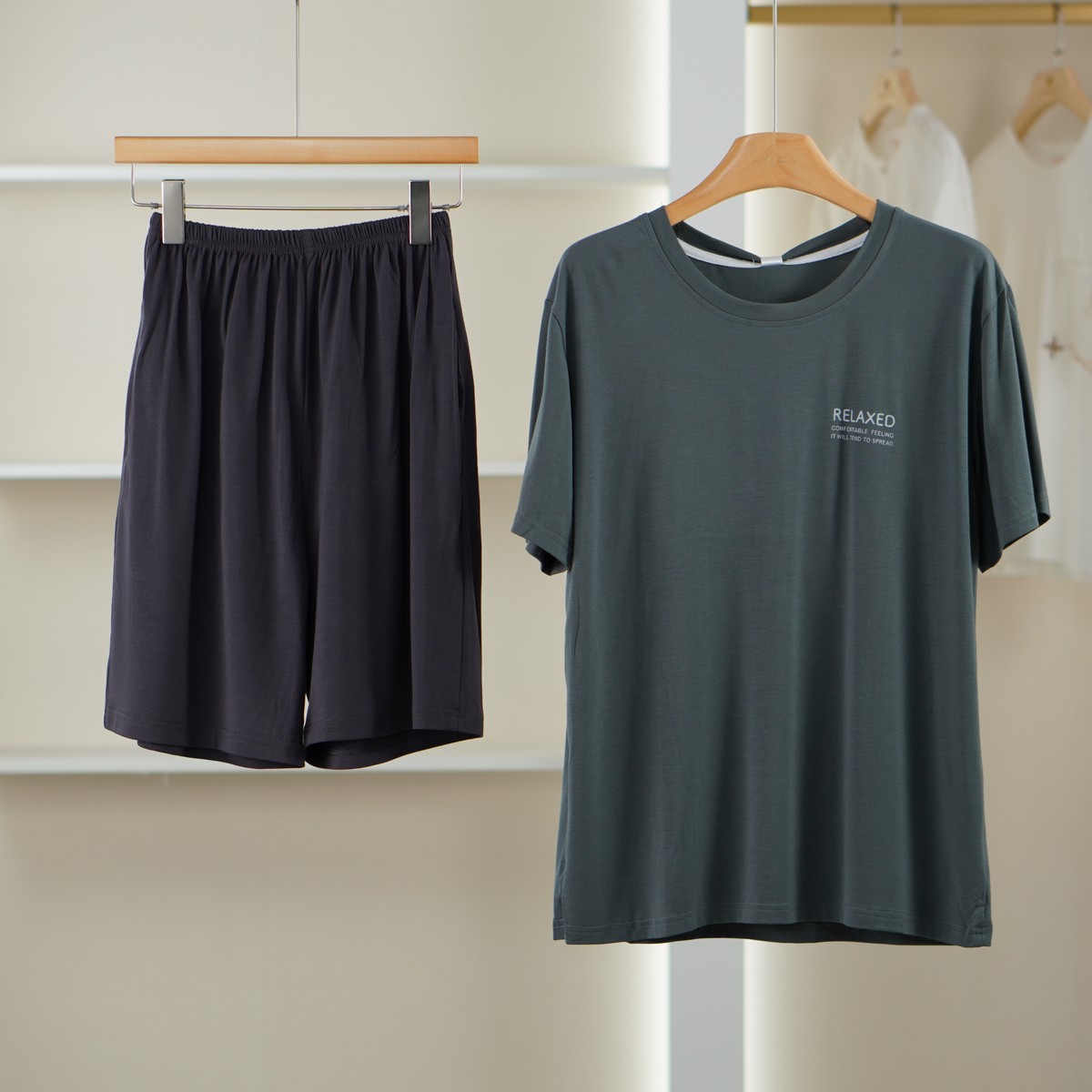 麦迪尚品【欧DF】5121043 新款短袖男士家居服套装夏季品牌折扣