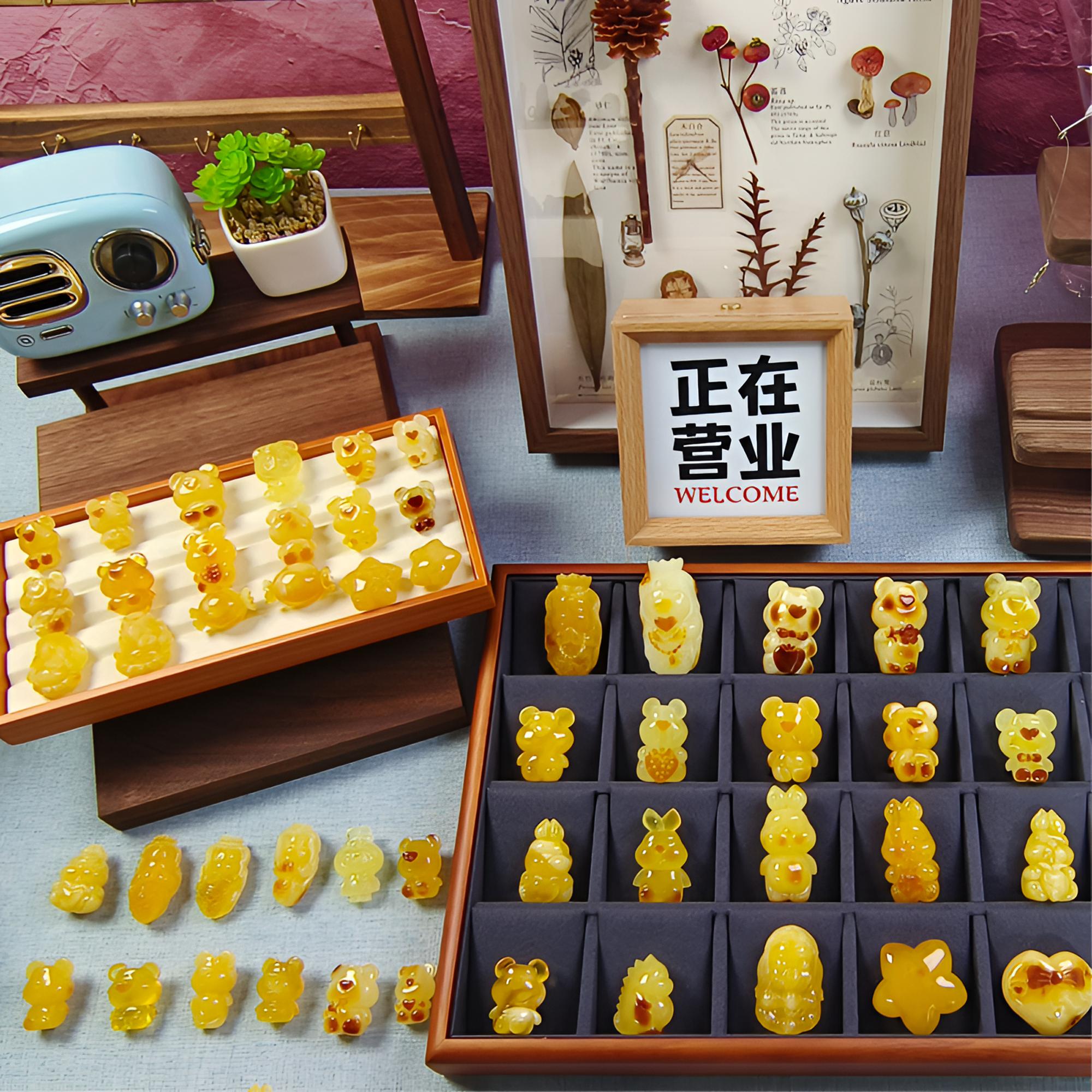 【直播专用链接 乱拍无效】原矿无优化蜜蜡小熊可爱沁色小熊DIY定制