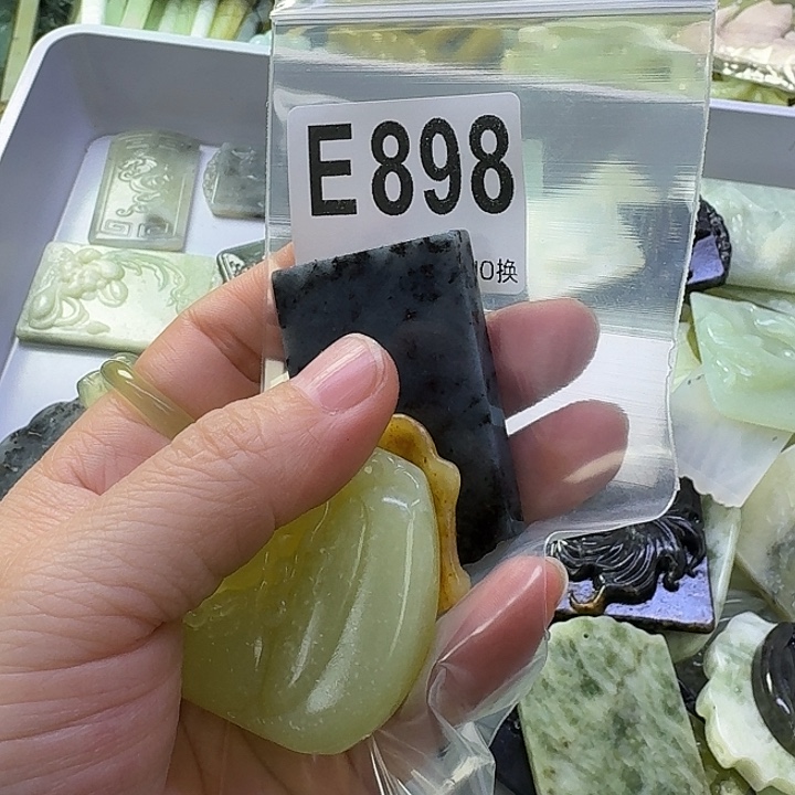 西***鱼蛇纹石玉合金发饰