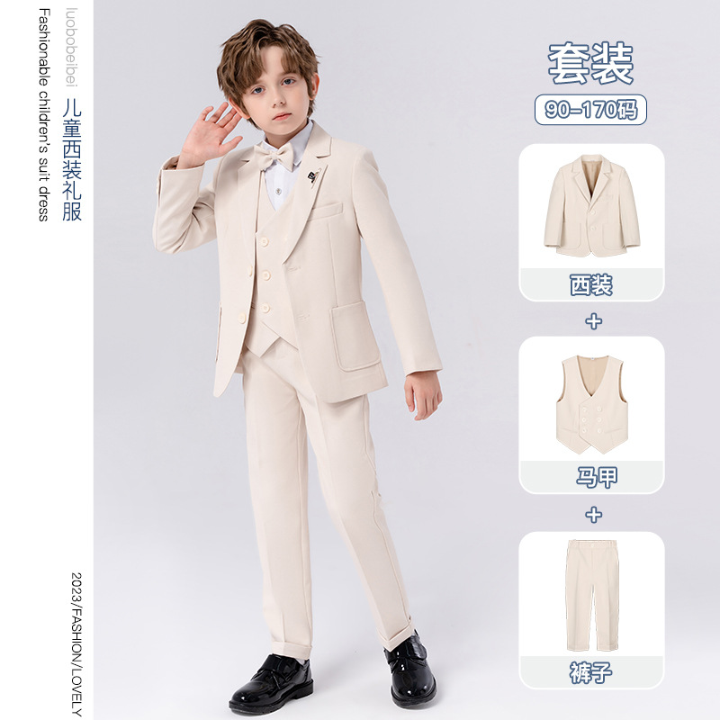 【比奇堡西装】儿童西装礼服秋季新款英伦绅士纯色小西服男童钢琴
