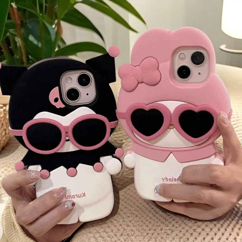 新款墨镜库洛米适用苹果15手机壳iphone14promax高级感13可爱硅胶