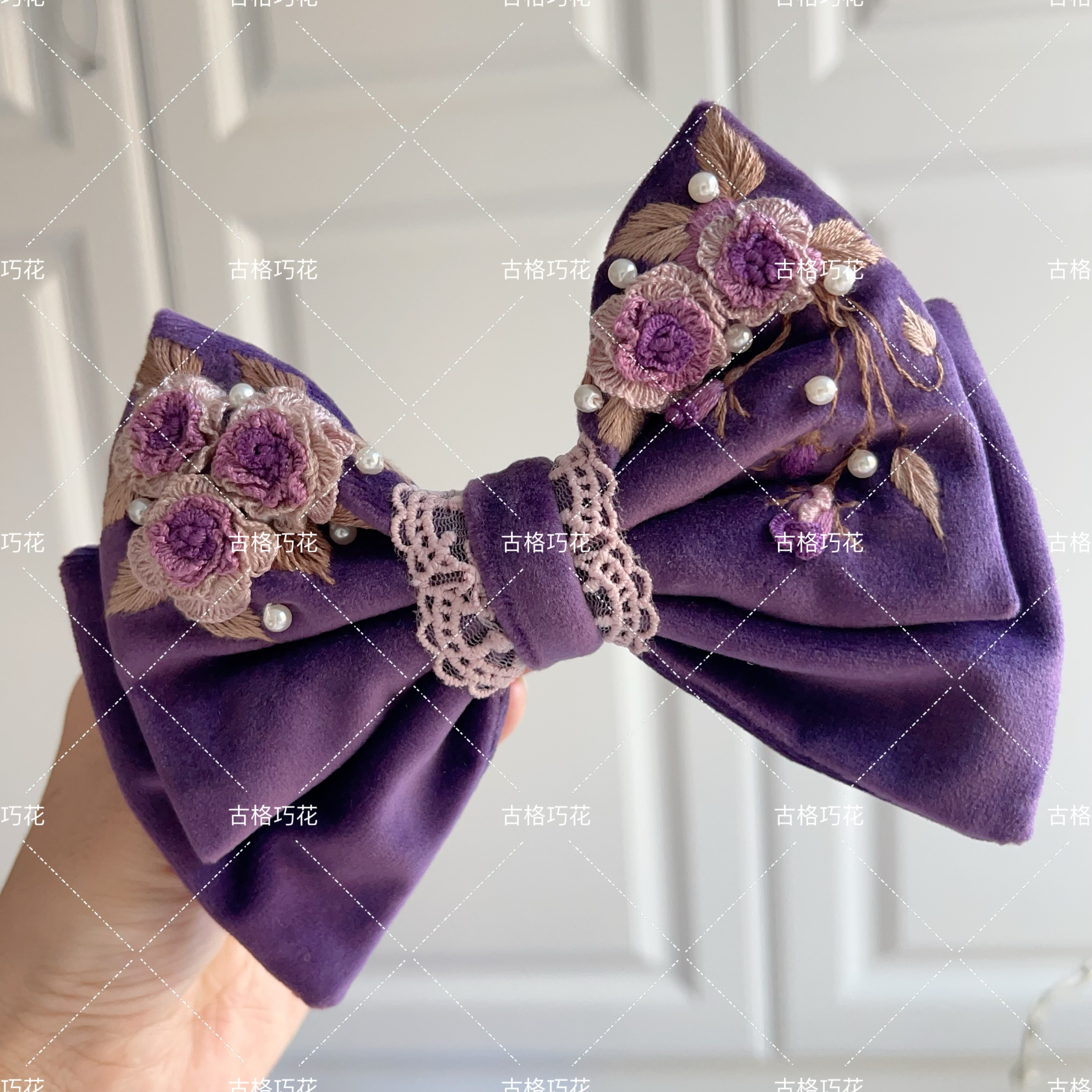 手工原创设计蕾丝蝴蝶结发卡头饰少女风韩版甜美