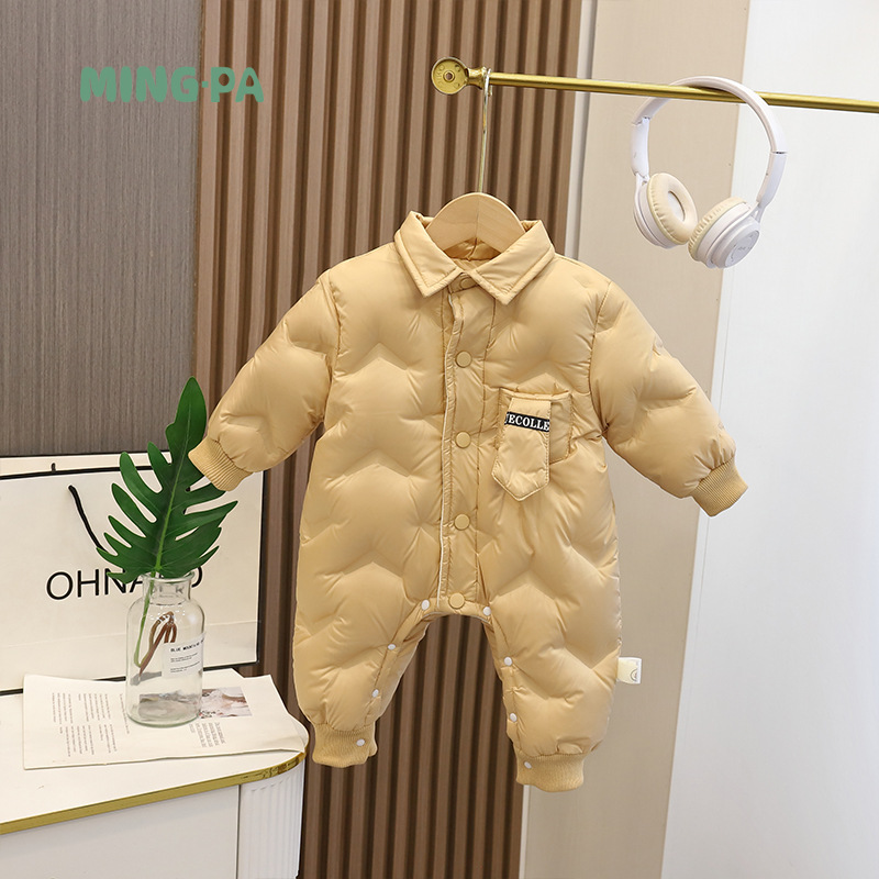 【货真价实】新国标90白鸭绒婴儿冬季羽绒服男女宝宝连体衣冬款衣服