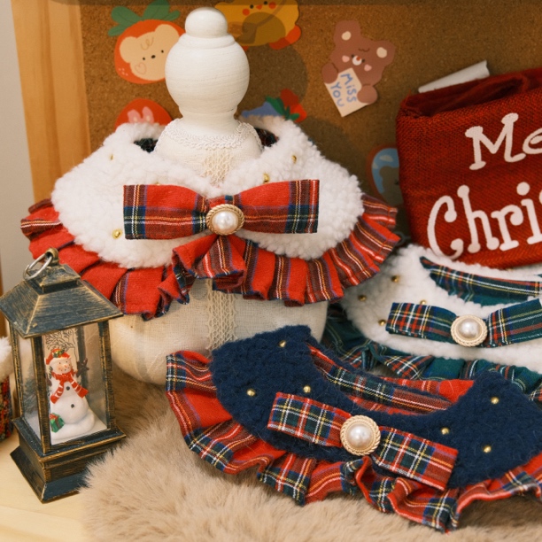 甜糖宠物圣诞苏格兰英伦领结可爱猫咪狗狗节日装饰品圣诞主题围巾