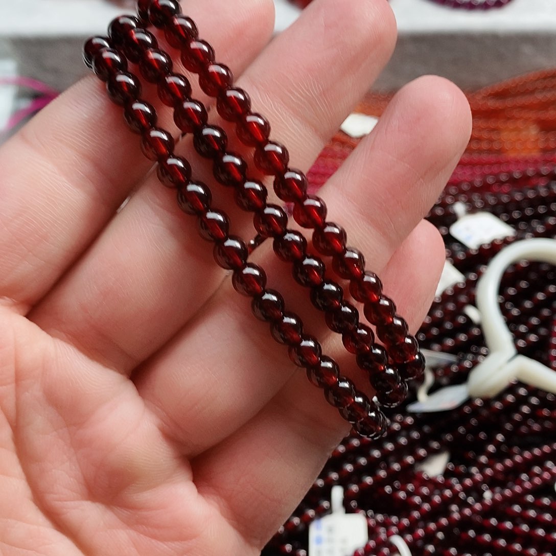 石榴石手链未镶嵌5.5mm精品三圈