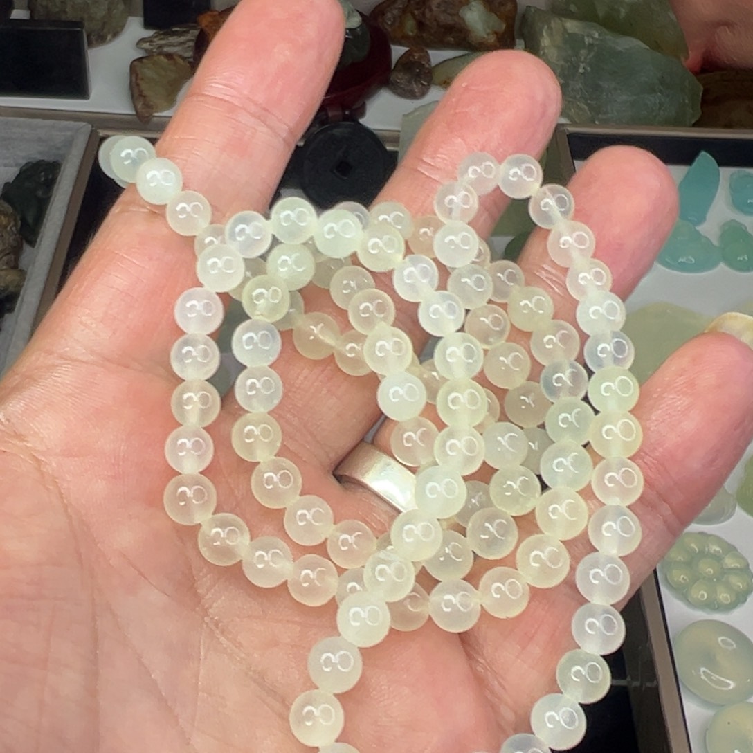 岫玉未镶嵌颈饰白冰料岫玉108粒