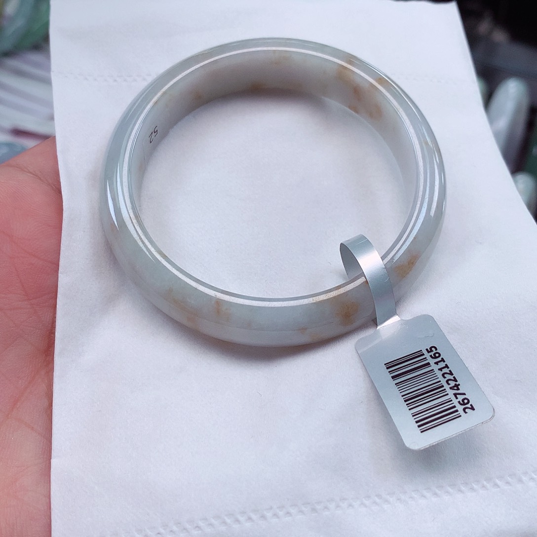 翡翠手镯未镶嵌圈口5354有内纹