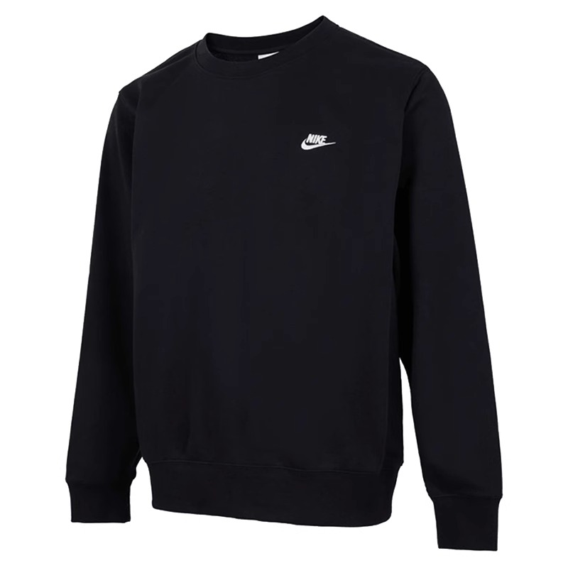 nike耐克正品男子针织毛圈经典刺绣小标黑色套头衫圆领【流光风】