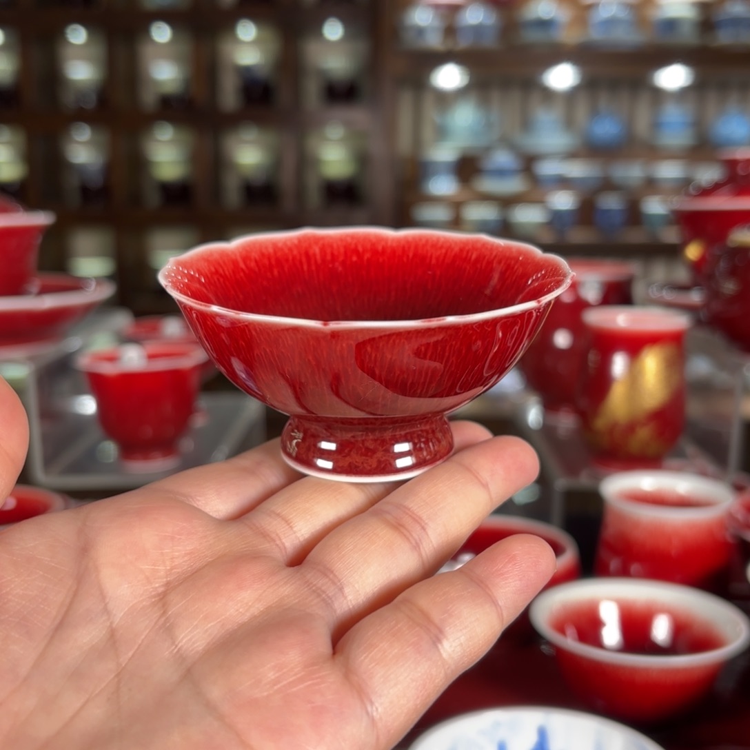 杯子景德镇原矿朗红杯
