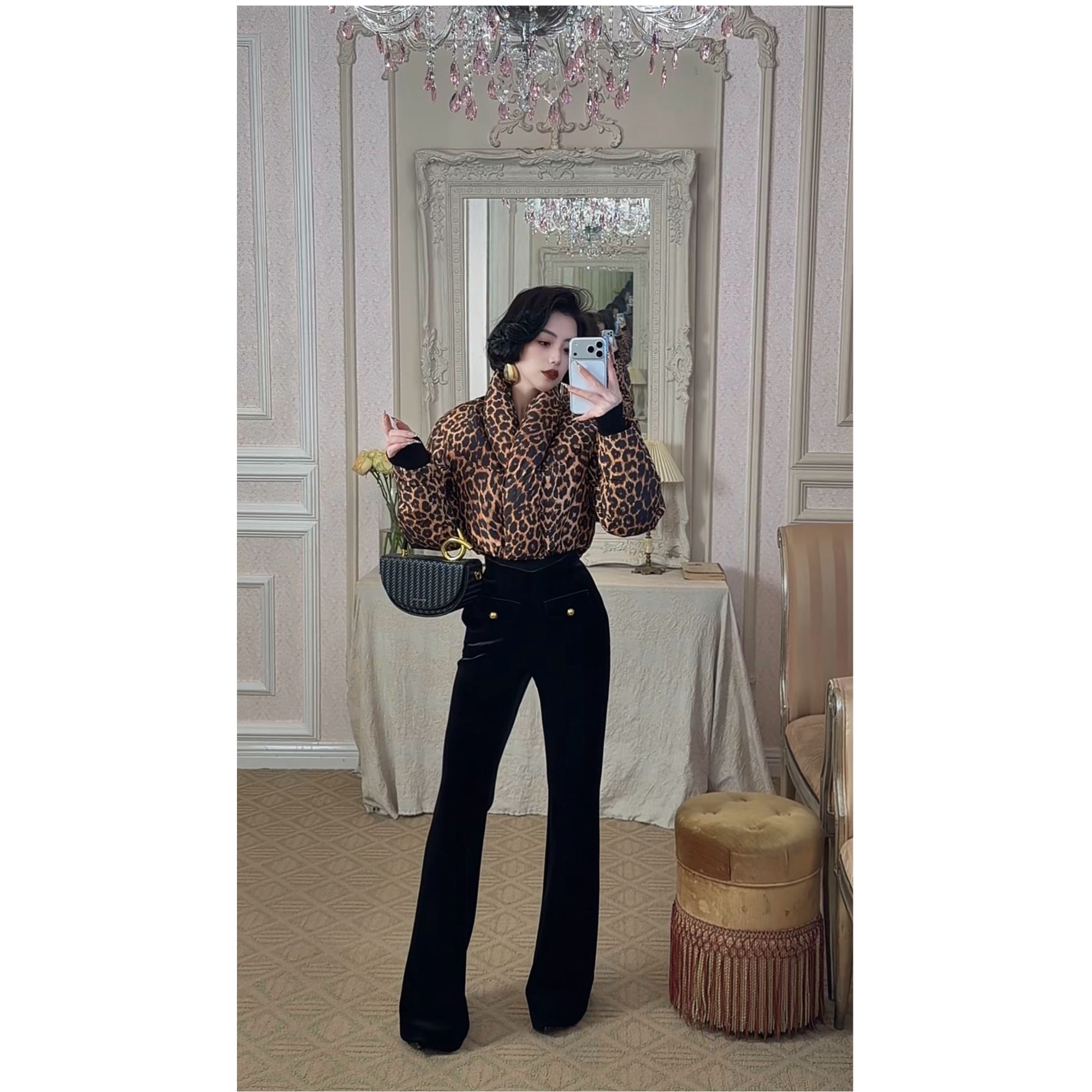 LYXJ【南法格调】秋冬小众设计时尚丝绒喇叭裤12831